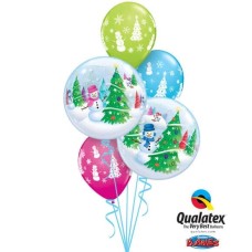 Bukiet 472 Festive Trees & Snowmen Qualatex #31851-2 40075-3